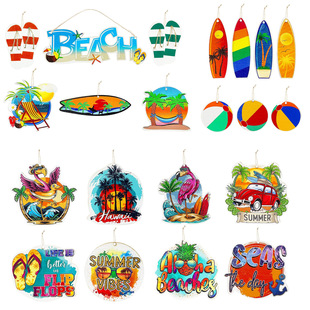 Cross-Border New Product Wooden Hawaiian Beach Party Personalized Jewelry Volleyball Surfboard Starfish Beach Logo Pendant