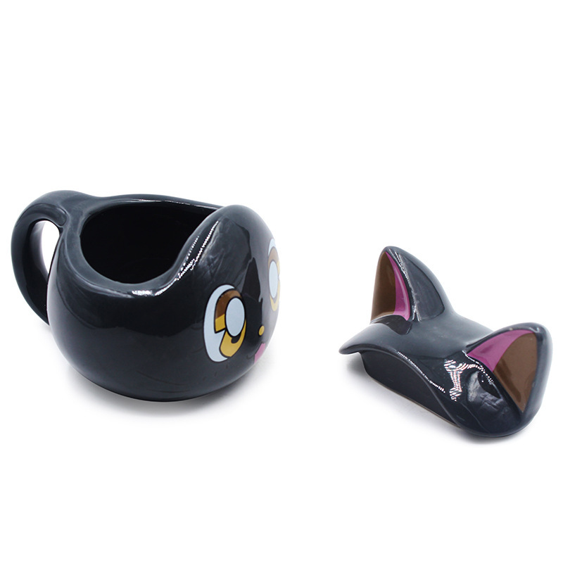 Cerámica hermosa chica gatito pareja en tazas de dibujos animados tazas de cerámica perimetral 3D tazas de estilo de marca