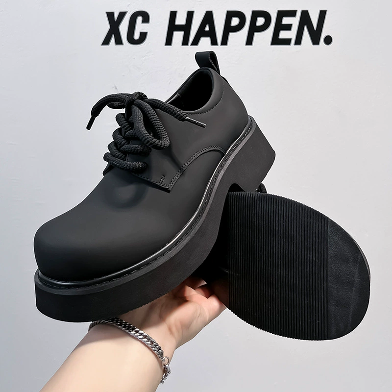 Мужская кожаная обувь Весенняя английская повседневная обувь дерби мужская свадебная свадебная черная низкая мужская обувь 24308-A