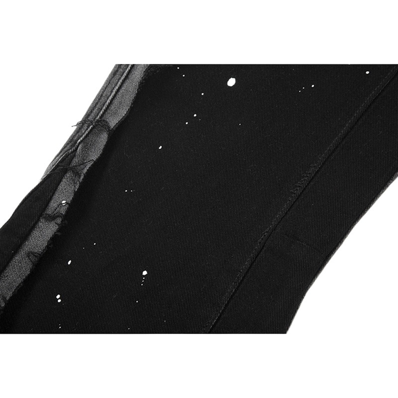 High Street lavado apenado costura registro jeans hombres moda retro Splash-tinta impreso pantalones de pierna ancha