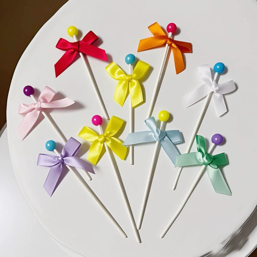 Лук с вставкой Весенний цвет торт плагин Десерт выпечка украшения бисер бант знак ткани вечеринка