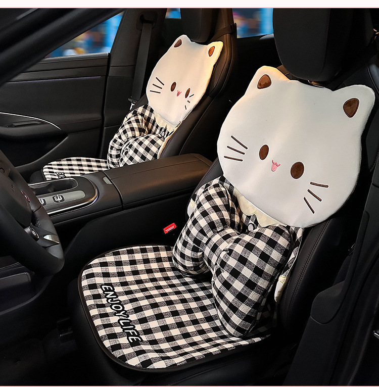 Bowknot Car Headrest Neck Pillow, All-Season Universal Car Seat Cushion, Lumbar Pillow, Stylish Goddess Car Pillow