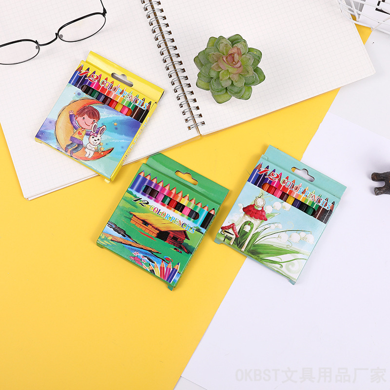 Set de lápices de colores con mariposa azul, 12/18/24/36 tonos, lápices oleosos para dibujo infantil y escolar