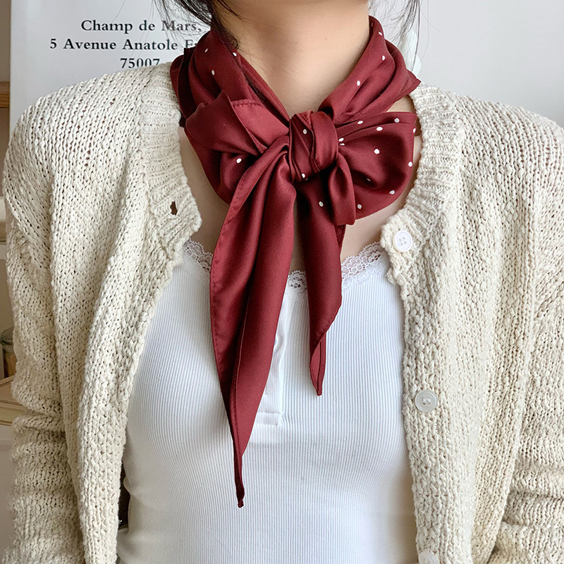 Bufandas de seda de punto de onda para mujeres de verano estampadas de alta calidad correa de cabello de correa multifuncional decoración de bufandas de moda para el pecho