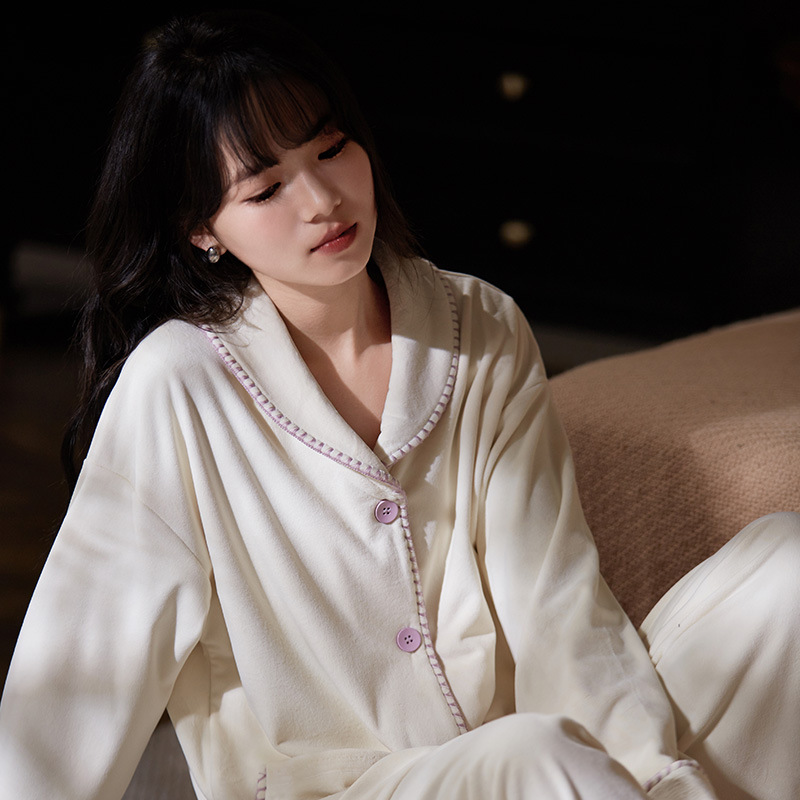 海岛绒睡衣女秋冬奶乎乎高级感薄绒加厚套装珊瑚绒家居服