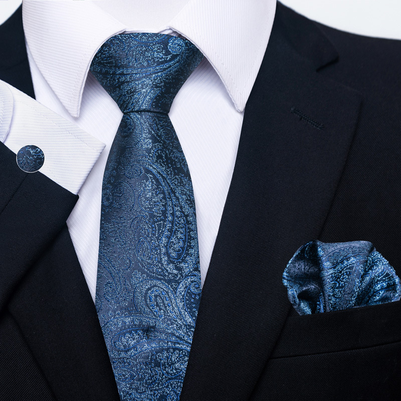Paisley Men's Necktie Pocket Square And Cufflinks Gift Set_voghion.com
