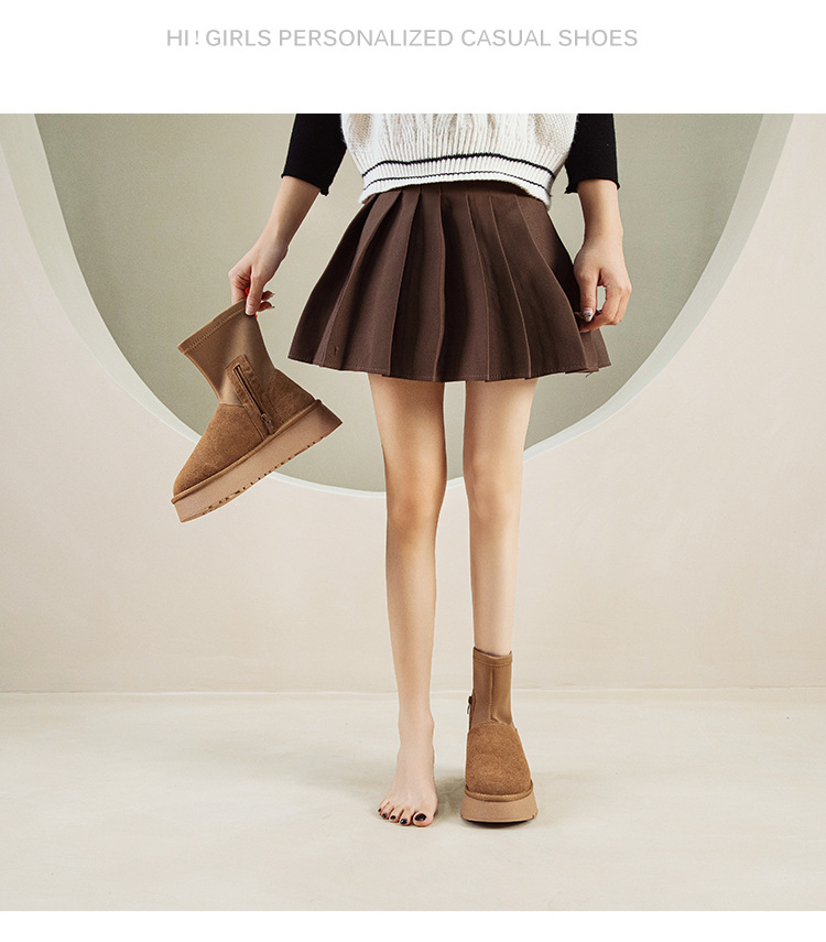 Stivaletti donna con suola spessa in pelle per inverno_voghion.com