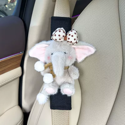 for Girls Car Interior Decoration — Sürətlər qutusu və əl tormozu başlıqları - black-linen-shoulder-cover-q-cute-gray-elephant-polka-dot-knot-scarf-set-single