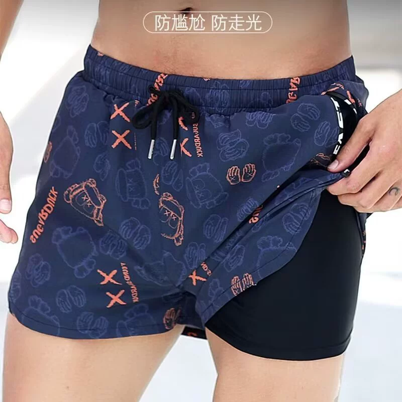 Плавки для плавания Мужские анти-неловкие свободные быстрые сухие мужские плавки Пляжные брюки с плоским углом купальник набор пляжные брюки для плавания с горячими источниками