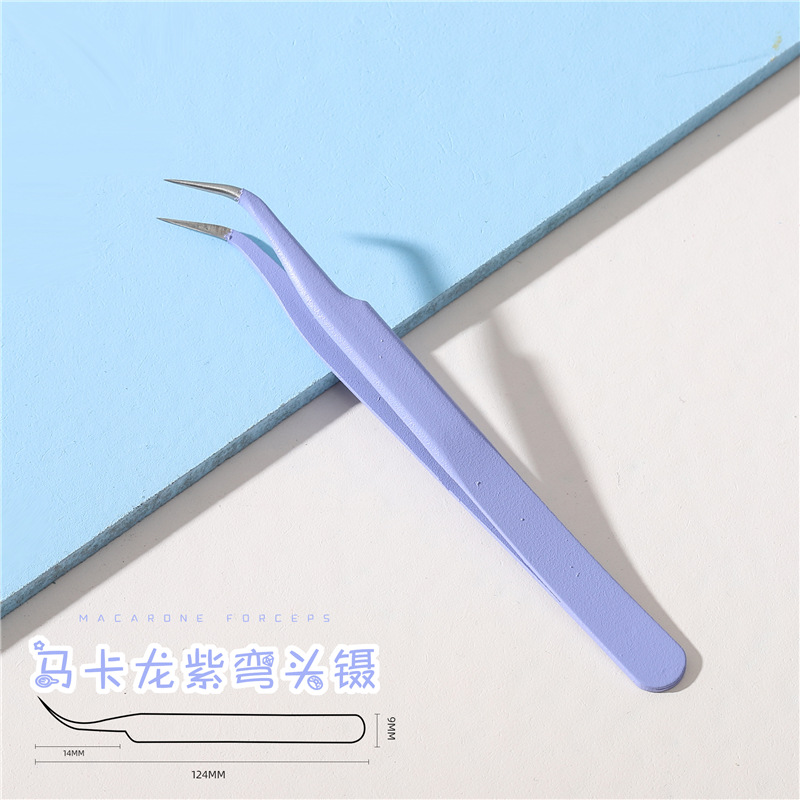 Herramientas de uñas codo pinzas rectas macaron color Antiestático de precisión mano cuenta pinzas de taladro herramienta clip