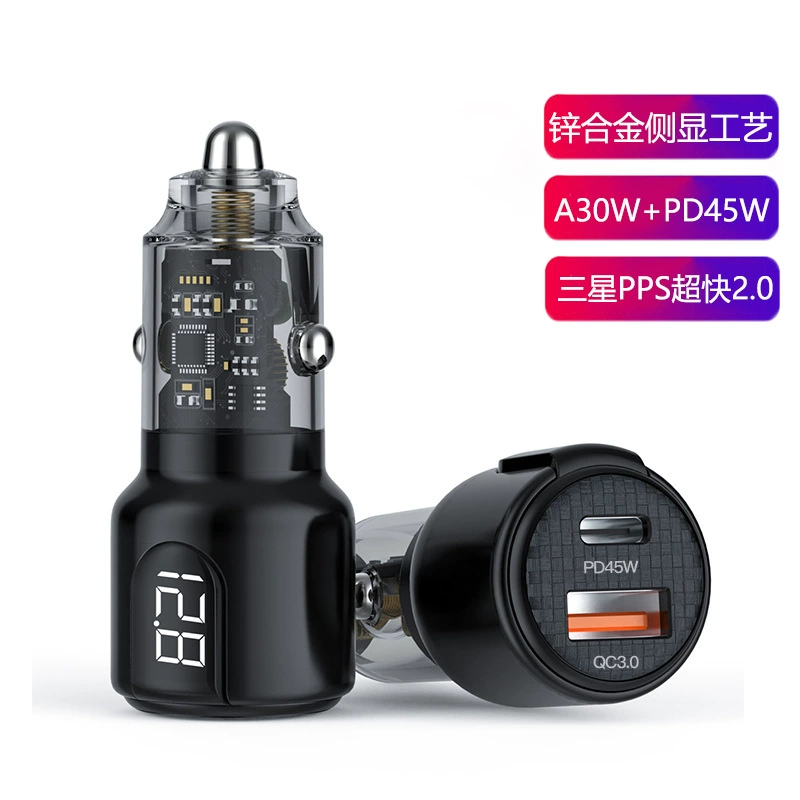 Заряд Самсунг ППС обязанности вспышки Яблока ПД45В наивысшей мощности заряжателя автомобиля нового мини металла прозрачный супер быстрый