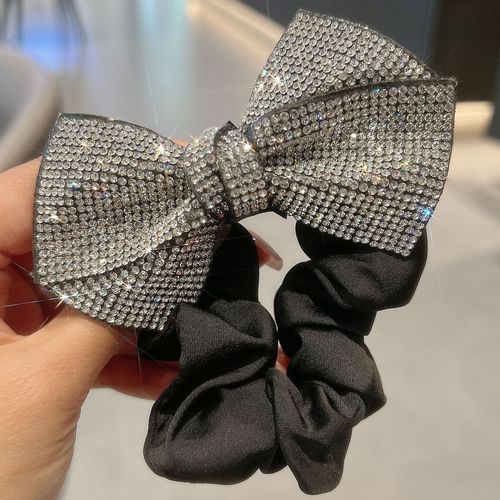 Luxurious flash diamond bow hair ring new style internet celebrity Korean bun half-tied spring clip fashion hair rope for women