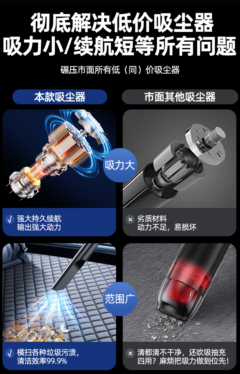 New three-in-one car vacuum cleaner small wireless dust blower for car with high suction mini handheld vacuum cleaner