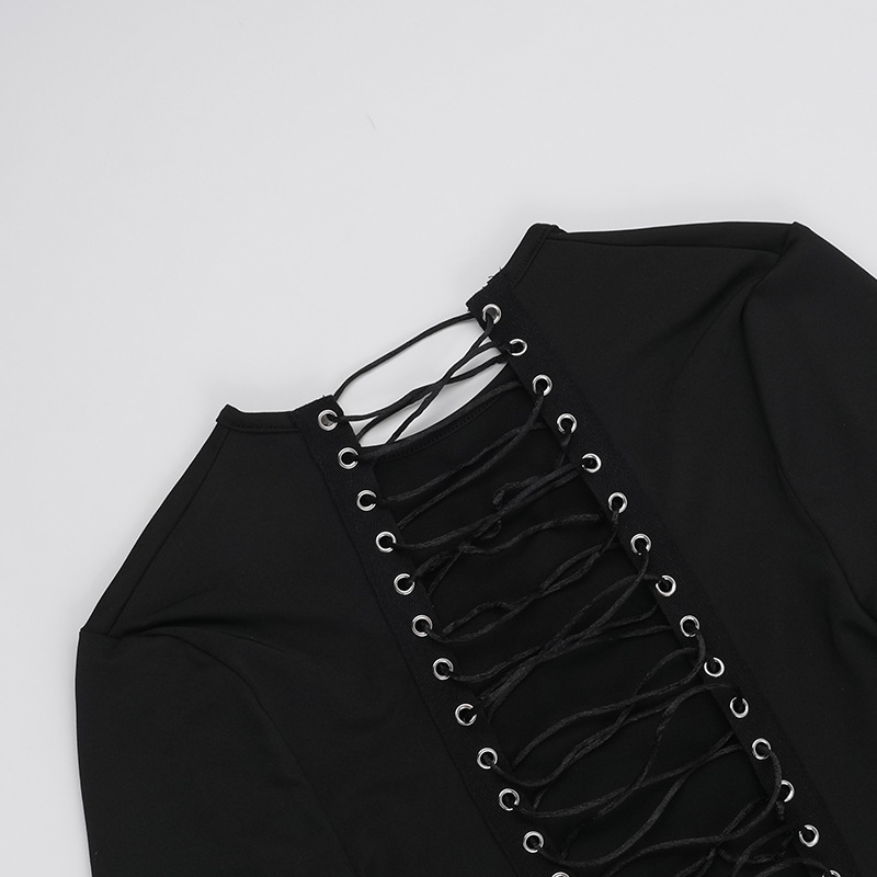 Front Back Wearable Lace Up Sexy Dress Women Autumn Sexy Sexy Hip Dress