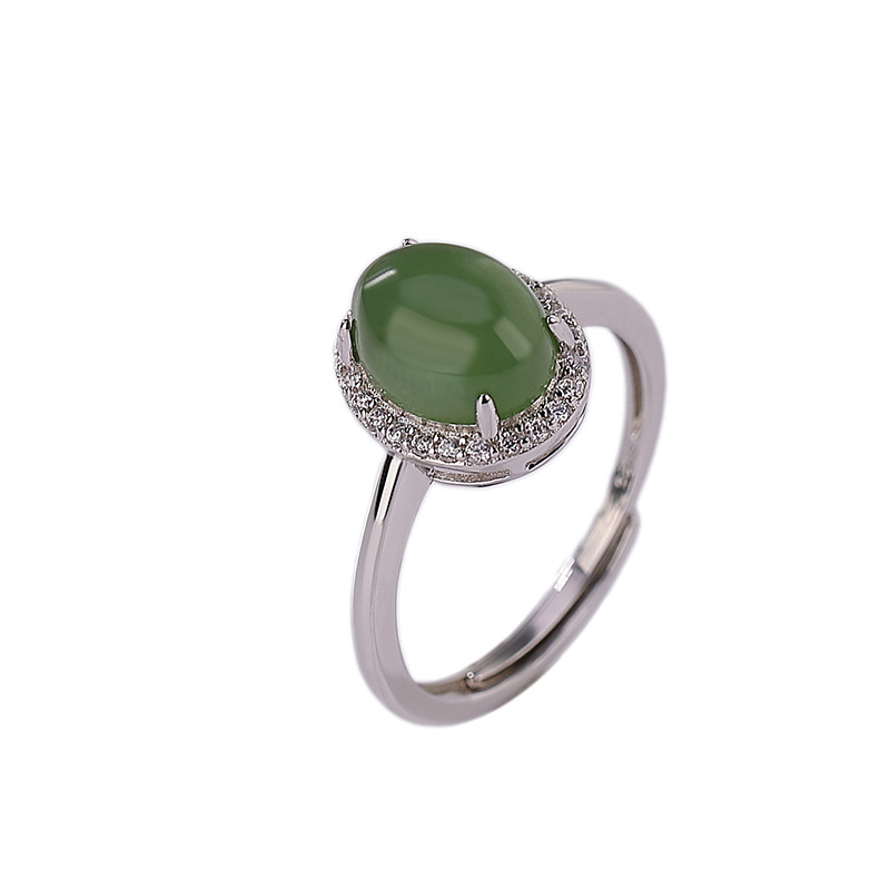 Nhẫn nữ bạc S925 mặt trứng đơn giản sang trọng thiết kế thời trang — Mở một size