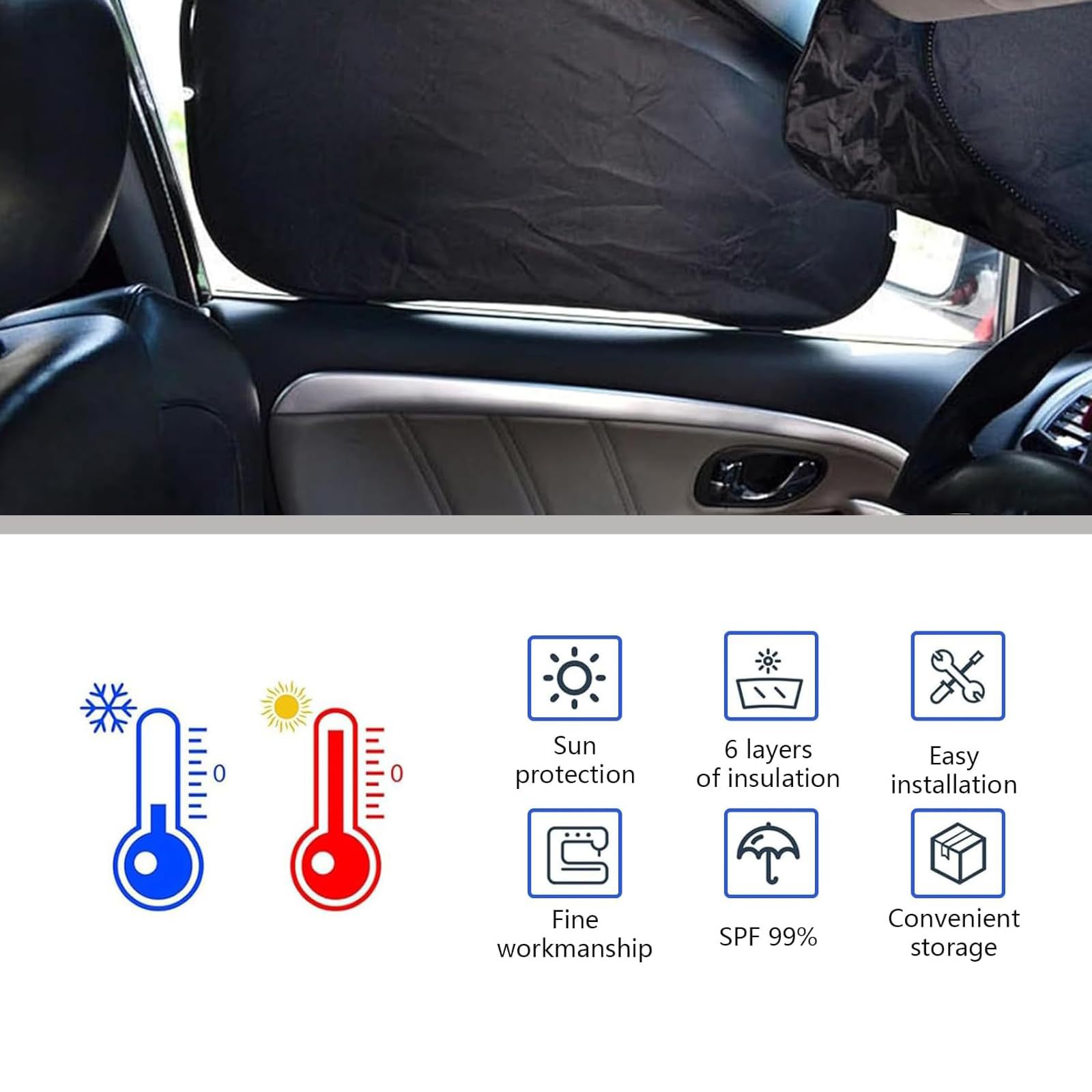 Universal Suction Cup Type Front and Rear Side Windshield Sunshade and Heat Insulation Silver-Coated Set for All-Season Car Sun Protection