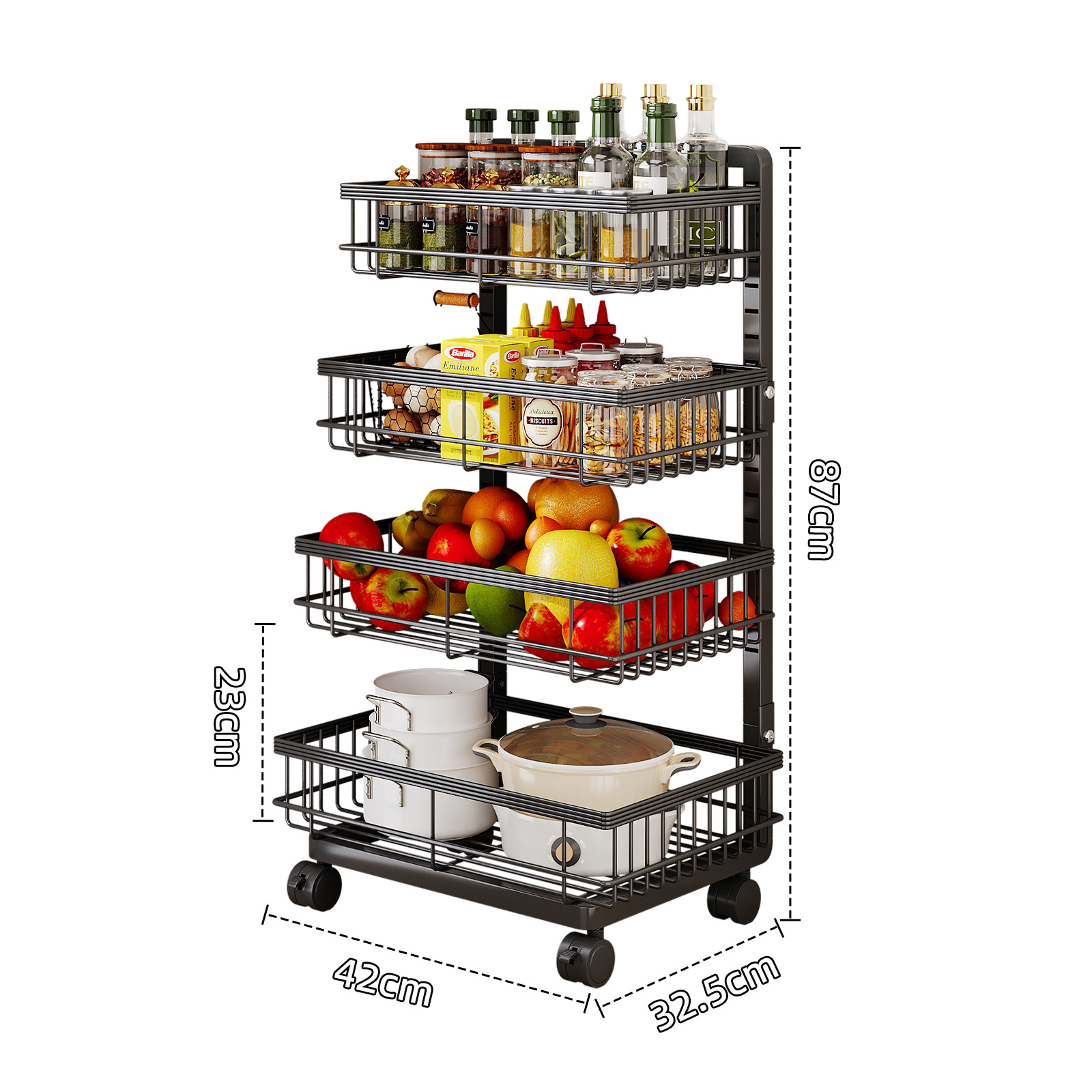 Estante de almacenamiento de verduras cocina carro de piso multicapa estante de almacenamiento de utensilios multifuncional estante de almacenamiento de cestas de verduras