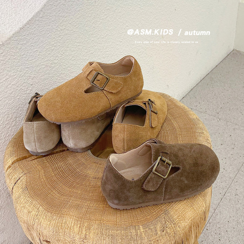 Xiameng children's shoes, spring and autumn new styles, girls' princess leather shoes, children's frosted genuine leather Birkenstock shoes, boys' single shoes