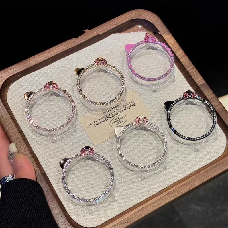 Suitable for Gt6 Protective Case Huawei Gt5Pro Watch Kitty Cat Diamond-Encrusted Hollow Gt4 Protective Case 42/41mm