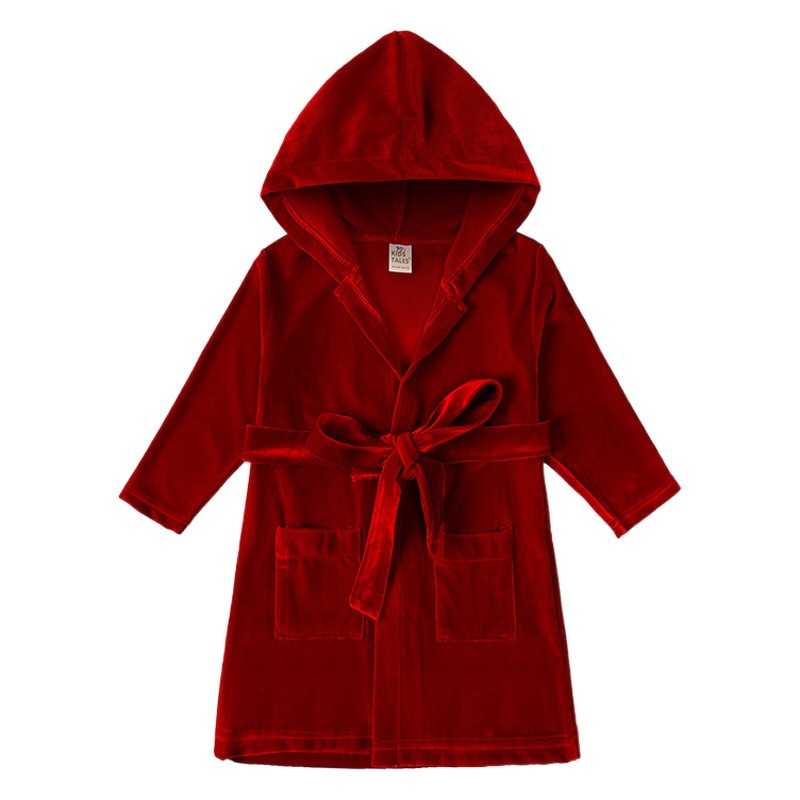 New children's bathrobe gold velvet boys and girls home clothing autumn and winter children's nightgown wholesale agent