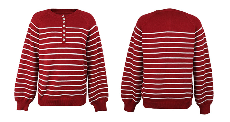 autumn and winter striped buttoned knitted sweater nihaostyles wholesale clothing NSMMY83341