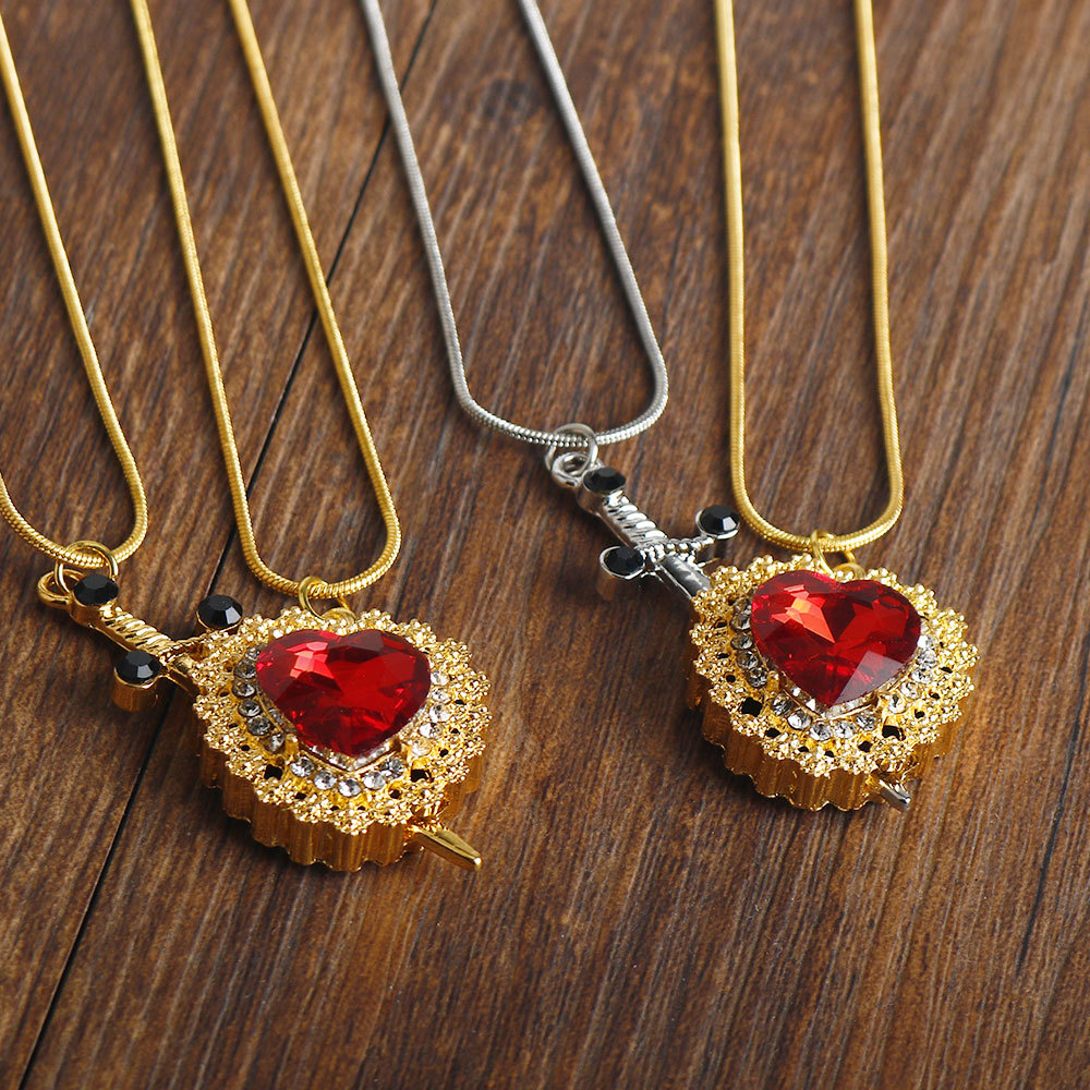 23g Weight Zinc Alloy Pendant Material Zircon Inlay Material Pendant Necklace Classification Zinc Alloy Chain Material snake chain Chain Type Holiday, Party Occasion Zinc alloy Material Heart Shape Pattern Unisex Gender Plating Design Punk, Streetwear Style Punk Streetwear Heart Shape Zircon Zinc Alloy Snake Chain Pendant Necklaces Wholesale 19