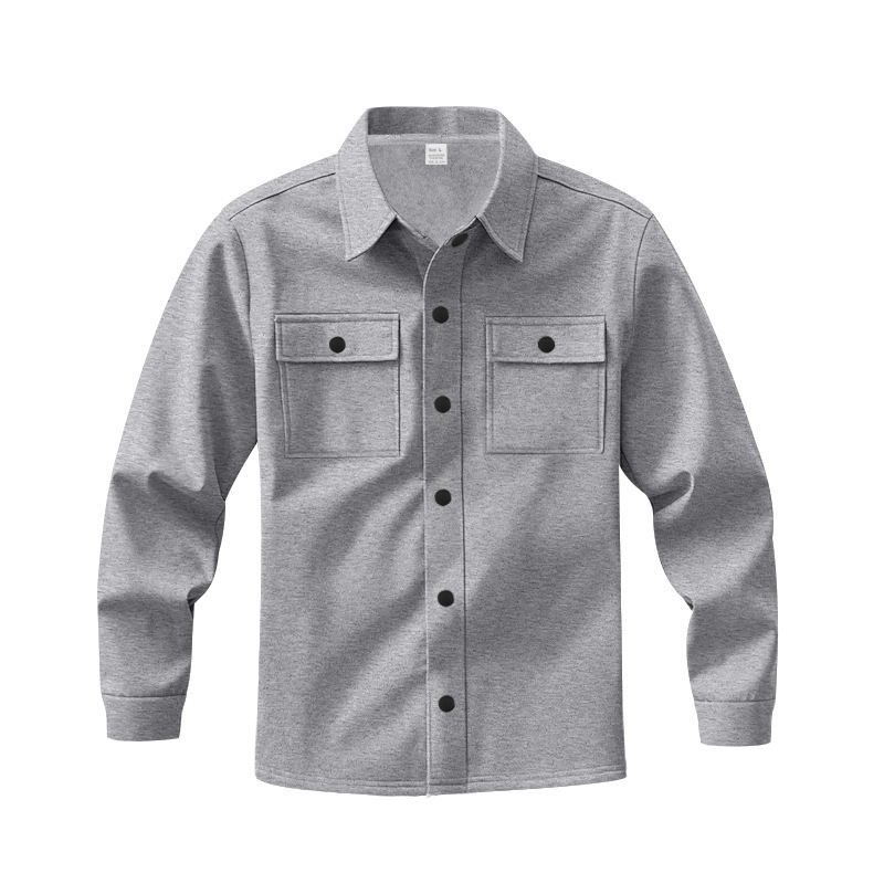 Amerikanische Kleidung mit Fleecekragen, mehreren Taschen, einreihig, einfarbige Freizeitjacke, Herrenjacke_voghion.com