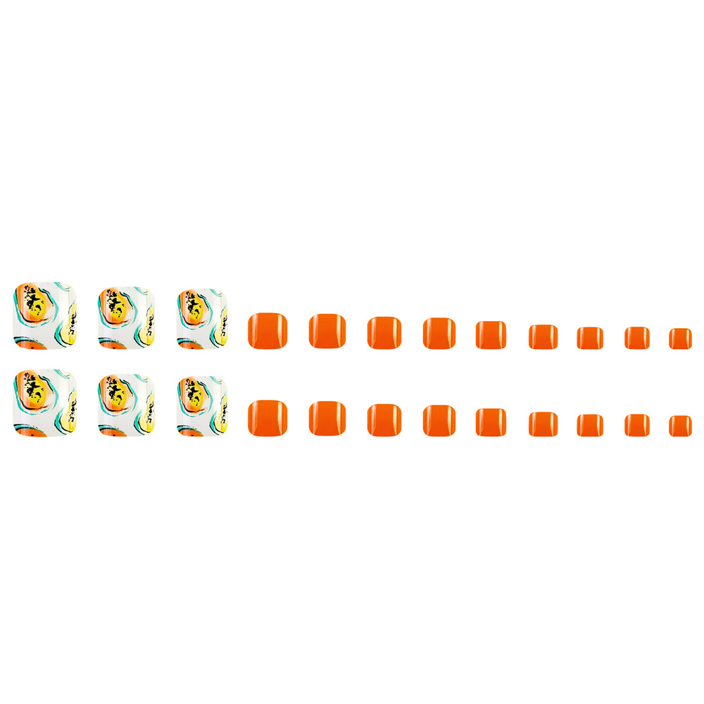 Nuevas piezas de uñas postizas para los pies, uñas de color naranja papaya simples y brillantes, piezas de uñas postizas de estilo europeo y americano, muy vendidas en el extranjero. image 6