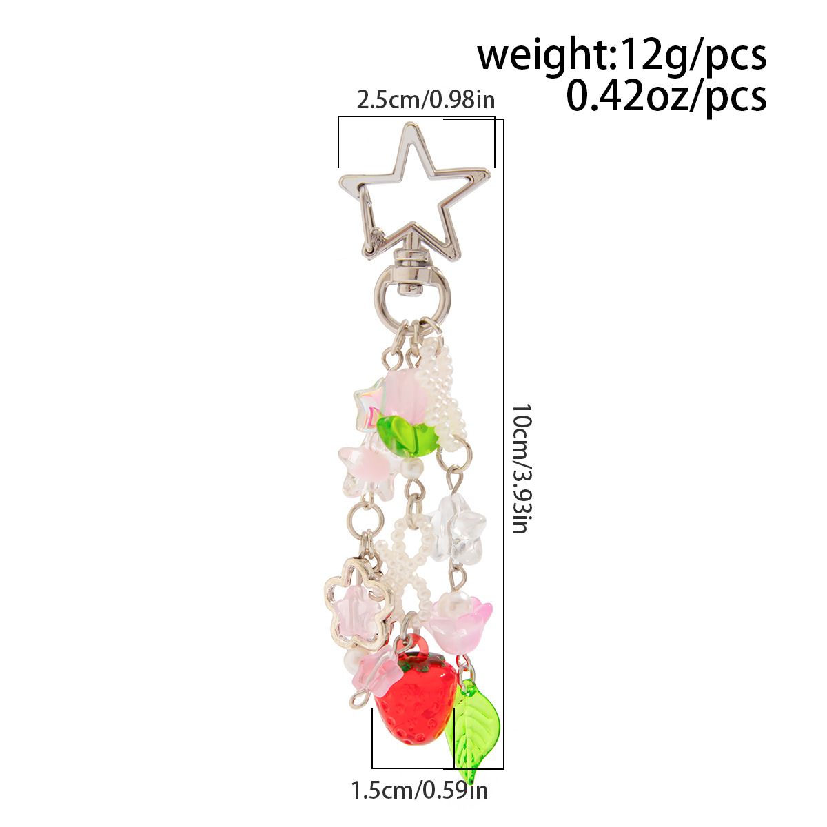12g Weight Bag Pendant, Keychain Classification 1 Piece Quantity Daily Occasion Alloy Material Fruit, Strawberry Pattern Women's Gender Cute, Pastoral Style Cute Pastoral Fruit Strawberry Arylic Alloy Women's Bag Pendant Keychain 25