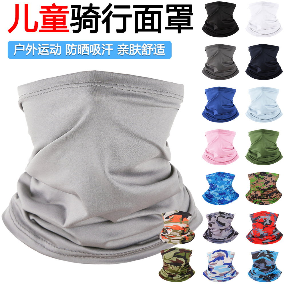 Cross-Border Children's Headscarf Outdoor Cycling Ice Silk Sunscreen Mask Fishing Sports Sweat-Absorbent Breathable Face Protection Children's Headscarf