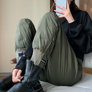 High-End Cotton Pants for Women's Winter Outer Wear 2024 New Fashion Warm and Thickeneded Cold-Proof Loose Harem Pants for Mothers