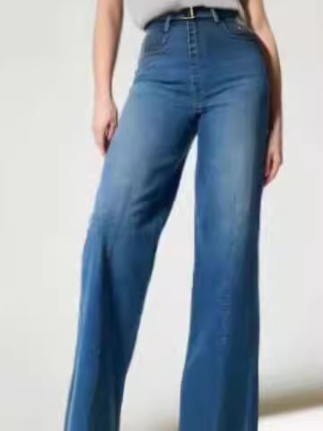  Amazon European and American Style Foreign Trade Denim Loose Comfortable Stretch Women's Jeans Wide-Leg Pants