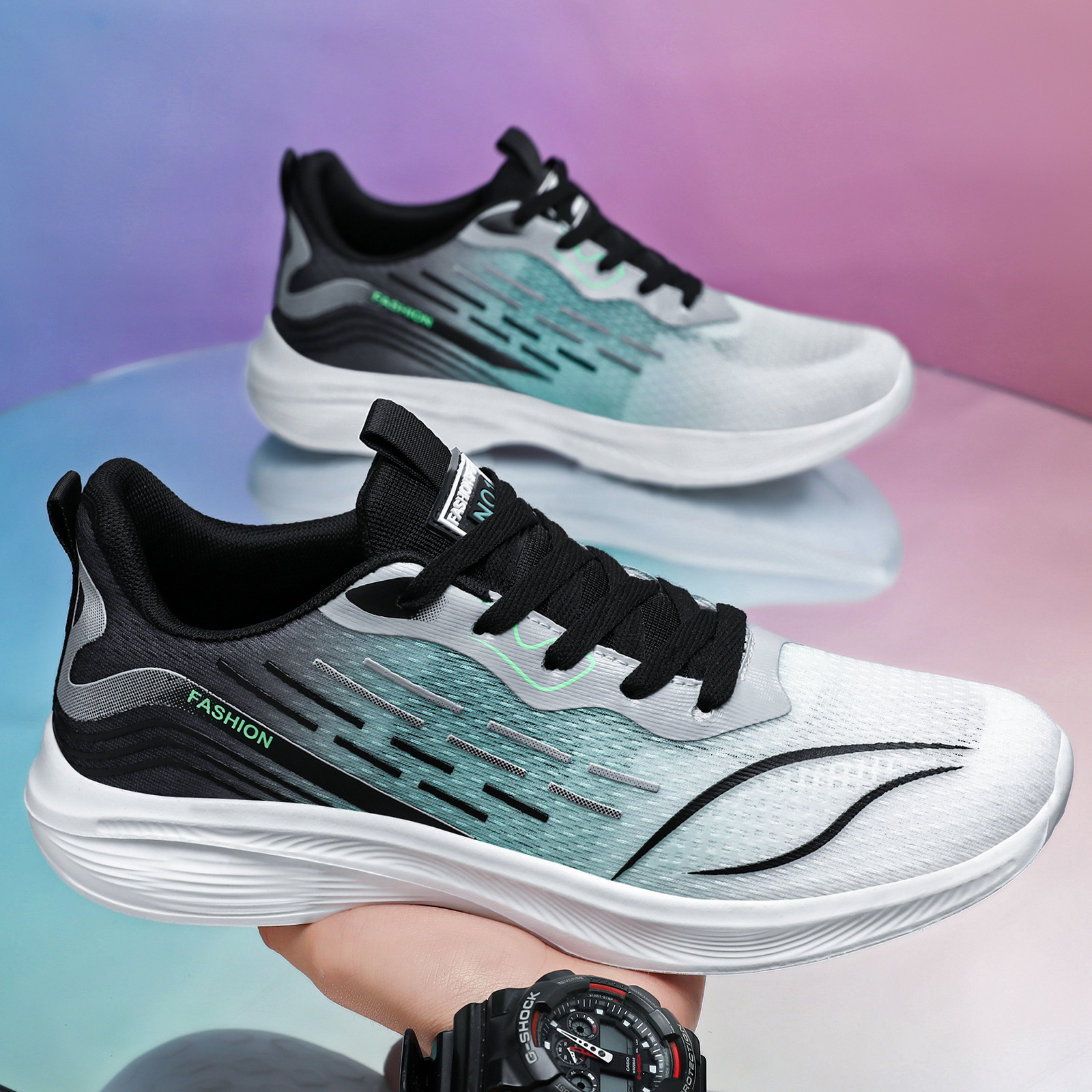 Zapatos transfronterizos de tamaño grande para hombres ultraligeros zapatos deportivos de moda zapatos de corrida de moda zapatos de red transpirables no olor