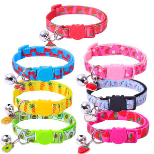 Peichong new pet webbing fruit cat collar with fruit accessories Bell pet collar manufacturers spot