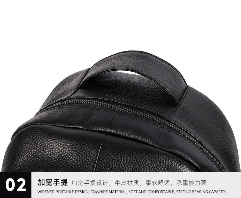 Ba lô da bò lớp đầu dung tích lớn nam da thật 29×20×41 cm — Màu đen chi tiết 20