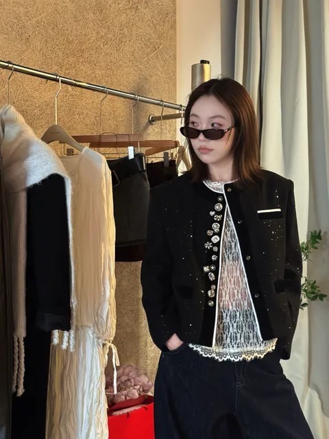 DD【星星点点外套】女士小众设计感名媛气质上衣夹克秋季单排扣潮|undefined