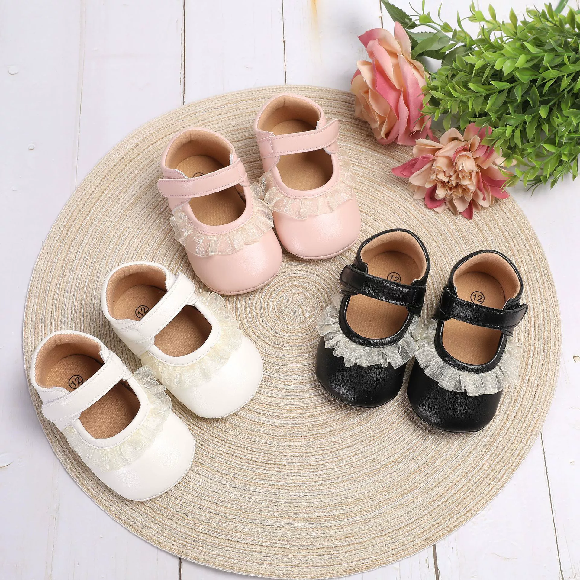2024 весна и осень стиль износостойкий и нескользкий мягкий фон Мода детская обувь стагнация обувь принцесса кружева стиль