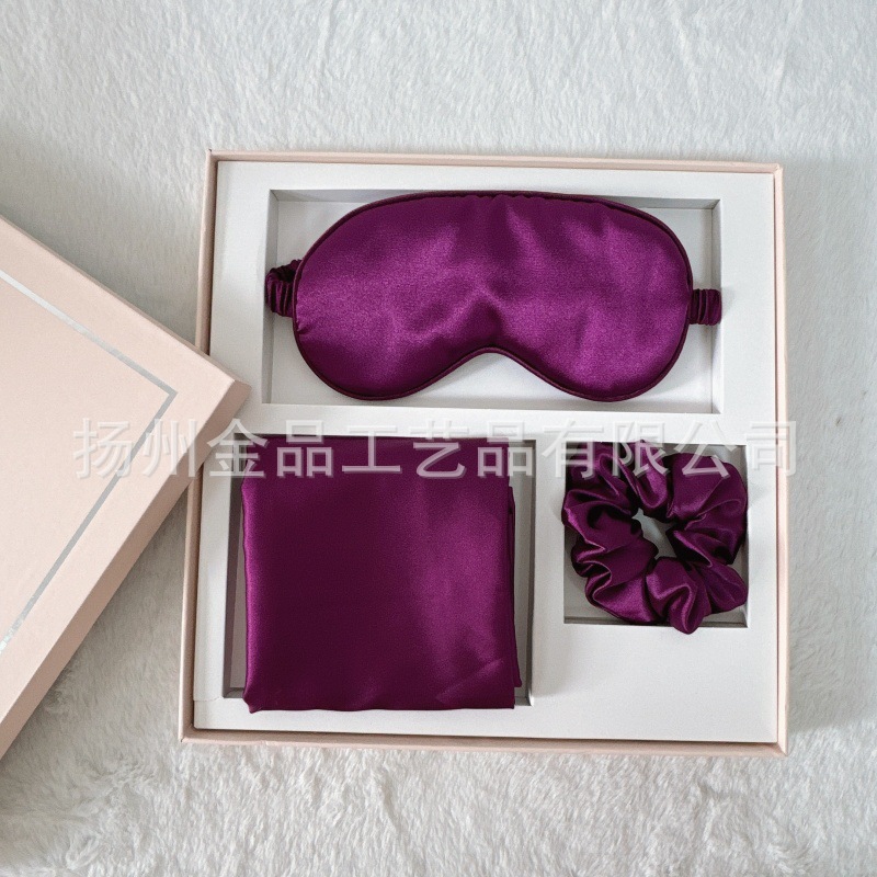 Ojos de púrpura oscuro + anillo para el cabello + funda de almohada set de tres piezas (caja de regalo completa)