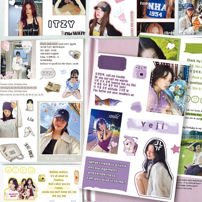 8张itzy韩系爱豆创意新款切膜贴纸DIY手账本桌面笔记本手机壳贴画|undefined