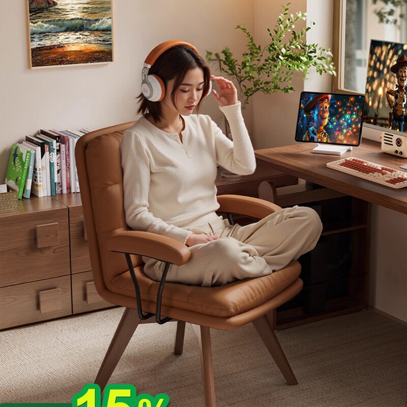 Light Luxury Computer Chair Home Solid Wood Comfortable Sedentary Study Desk Study Bedroom Makeup Chair Dormitory Back Chair