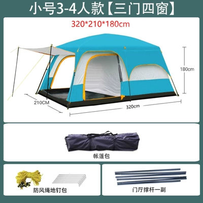 Avtomobil dam çadırları Outdoor Tents with Two Rooms and - blue-small-pu-rubber-3-5-people-3-12-people