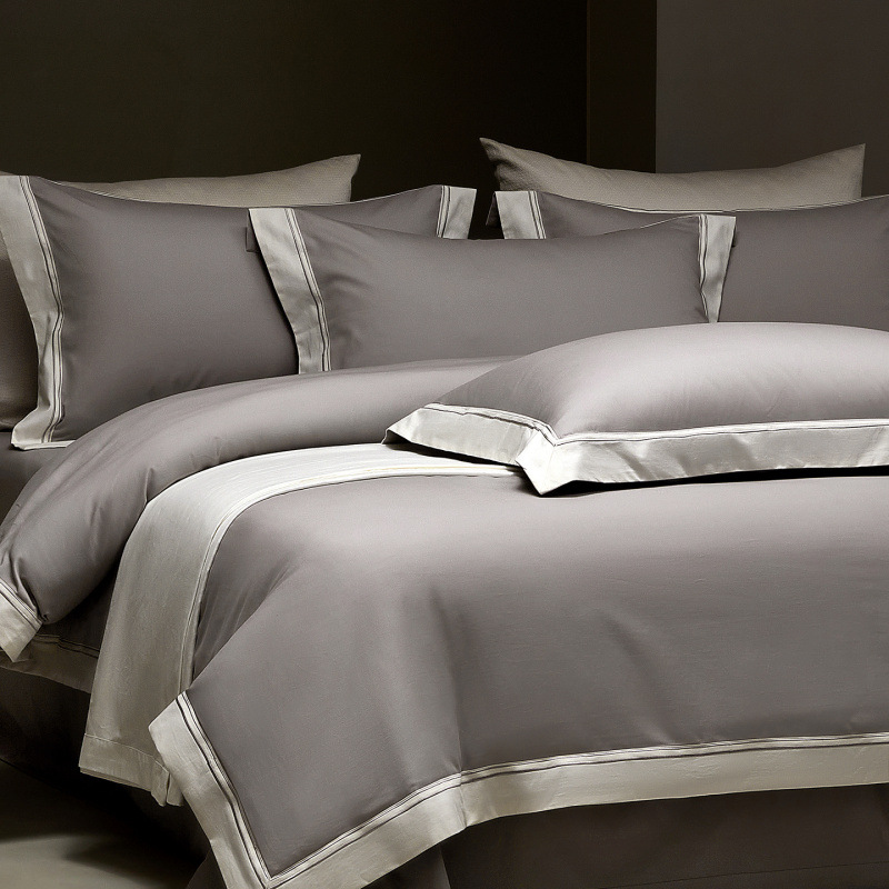 Casual Pure Color Autumn and Winter Warm 100-Count Long-Staple Cotton Brushed Four-Piece Set of Pure Cotton Skin-Friendly Soft Bed Sheetss and Bedding