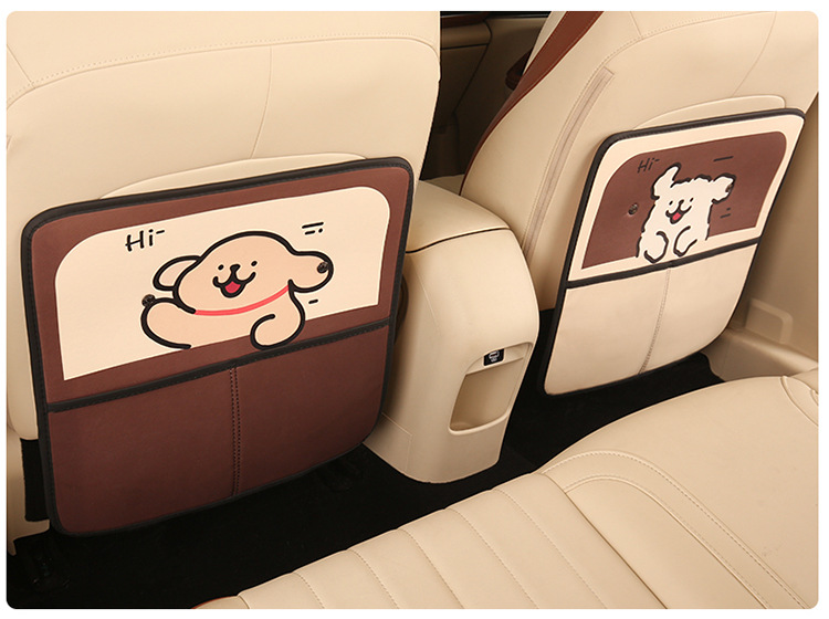 Two-Color Hi Yellow White Dog Storage Anti-Kick Pad Cartoon Car Anti-Dirty Protective Pad Storage Bag Cartoon Pattern