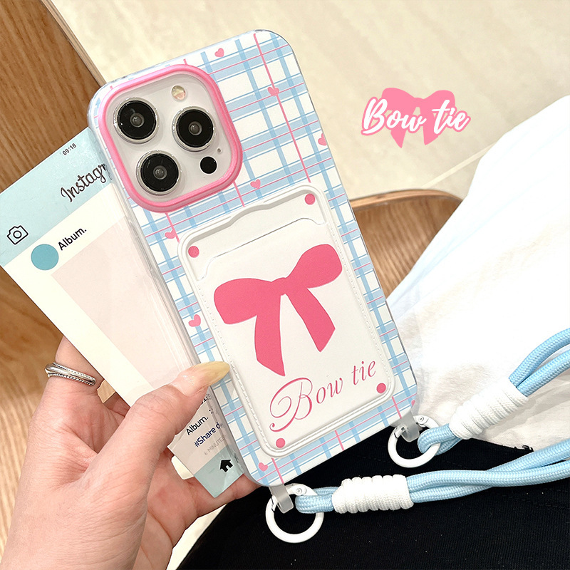 For iphone16PRO Card Case Lanyard Penguin Painting Phone Case Apple X/13 Bow Tpu Protective Case For iphone16PRO Card Case Lanyard Penguin Painting Phone Case Apple X/13 Bow Tpu Protective Case