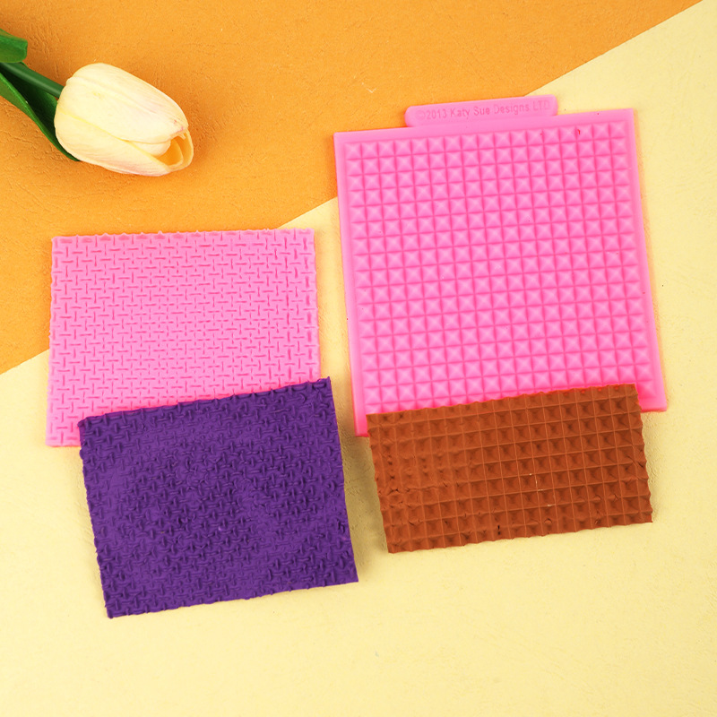 Galleta galleta Plaid tejido encaje pad taza fondant silicona molde pastel rayas lana textura pad