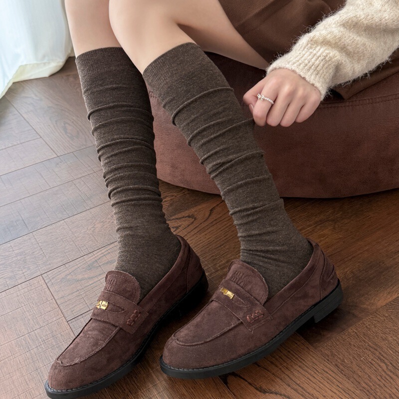 "Gentle Style" Over-The-Knee Wool Socks, Vintage Melard Stacked Socks for Women, Autumn and Winter Warm Lazy Calf Socks "Gentle Style" Over-The-Knee Wool Socks, Vintage Melard Stacked Socks for Women, Autumn and Winter Warm Lazy Calf Socks