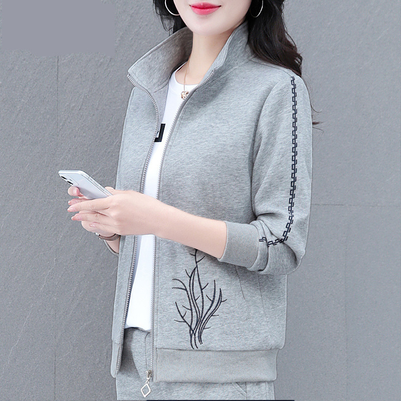 高棉时尚外套女春秋季2025新款中年妈妈宽松百搭休闲短款开杉卫衣|undefined