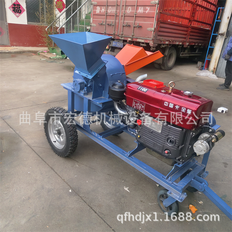 果园小型移动式粉碎机多功能柴油木屑机 电动木材粉碎机