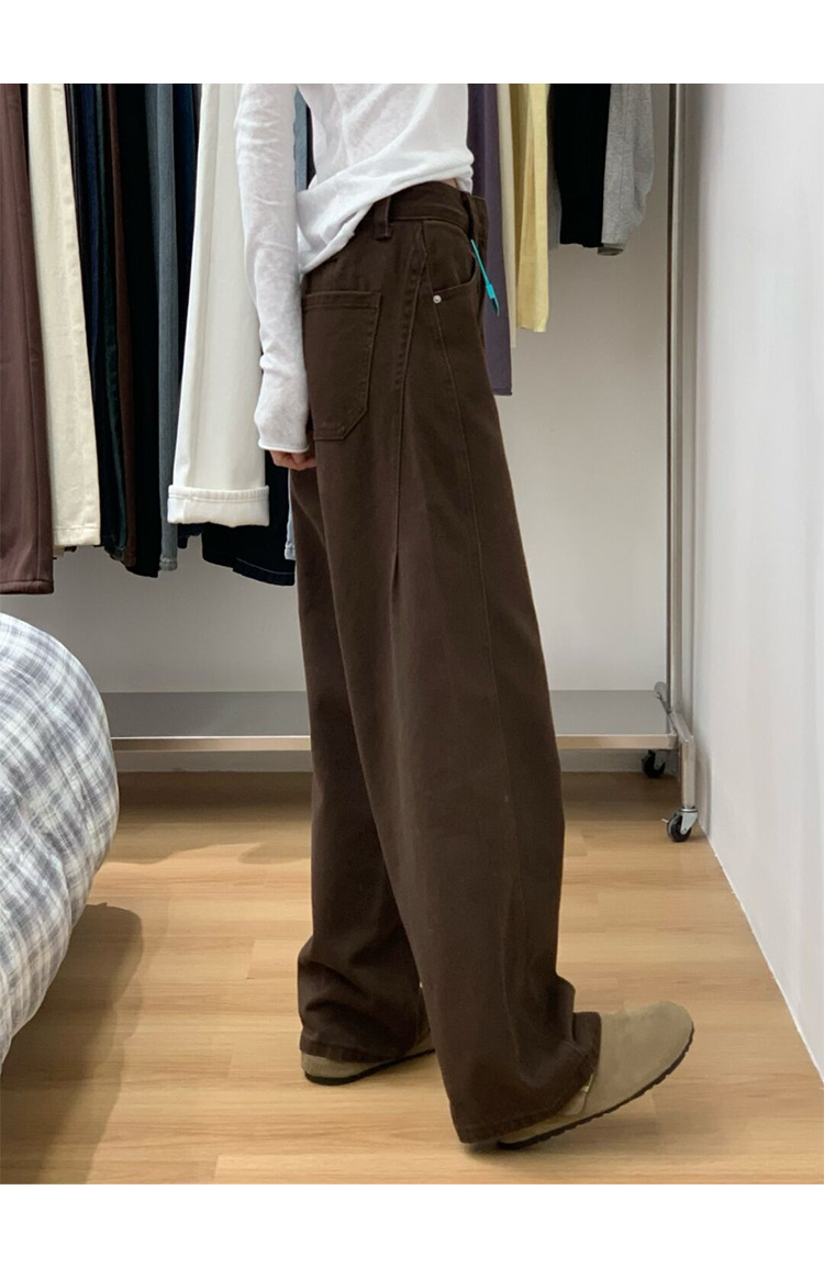 Women's Clothing Brown Maillard High-Waisted Wide Leg Jeans Curved Slimming Straight Leg Pants Loose Fit For Women Spring_ecoleips.com