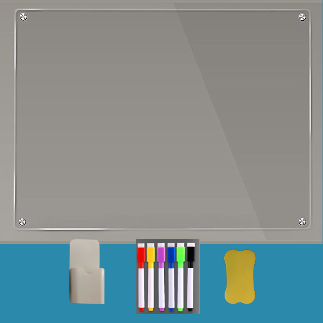 40*30 tablero de mensajes en blanco + titular de la pluma + seis N ° 3 bolígrafos + titular de la placa